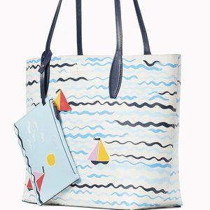 😎Kate Spade Set Sail Large Leather Tote With Detachable Wristlet😍☀😍